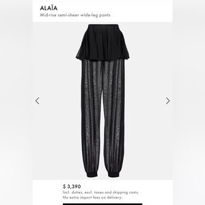 $3375 Alaia sheer peplum black balloon pants